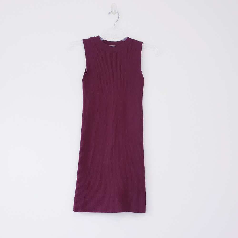 Forever 21 Maroon Burgundy Sleeveless Sweater Mockneck Bodycon Dress Medium